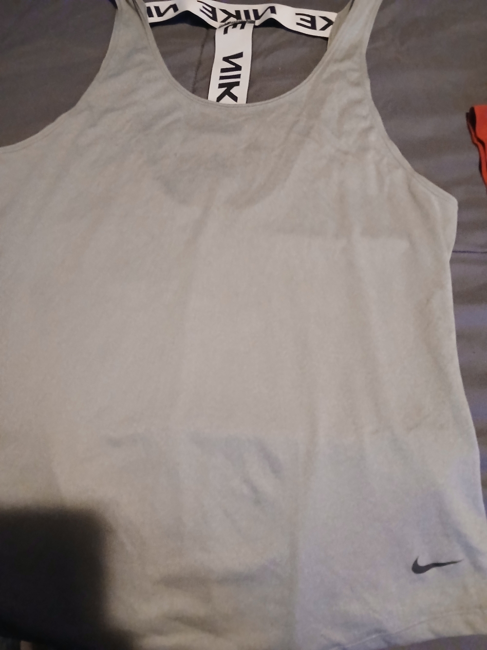 Nike Light Gray Tank Top with White Branded Straps